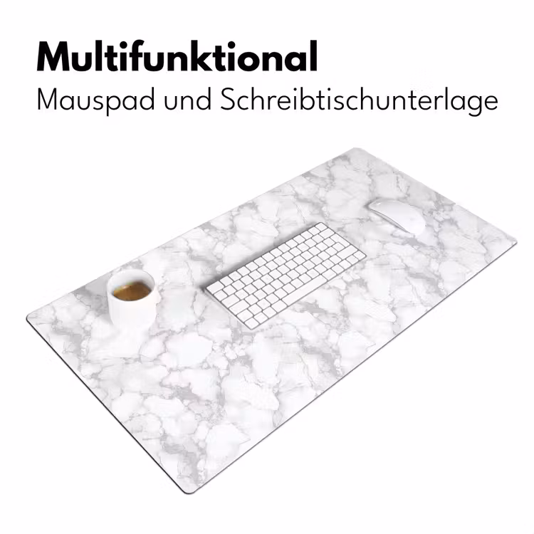 Wit - Marmer - Grijs Muismat XXL klein 681 -ysfeer4_duits