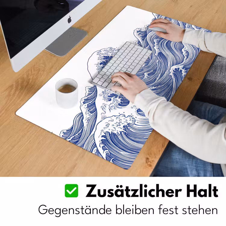 Golf - Japans - Zee - Illustratie - Blauw Muismat XXL klein -ysfeer3_duits