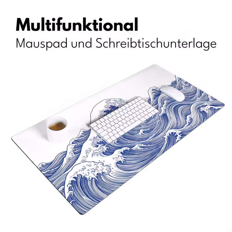 Golf - Japans - Zee - Illustratie - Blauw Muismat XXL klein -ysfeer4_duits