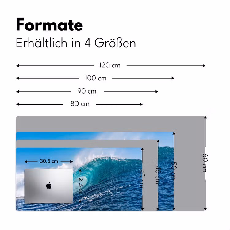 Golf - Oceaan - Water - Dynamisch - Blauw Muismat XXL klein -ysfeer5_duits