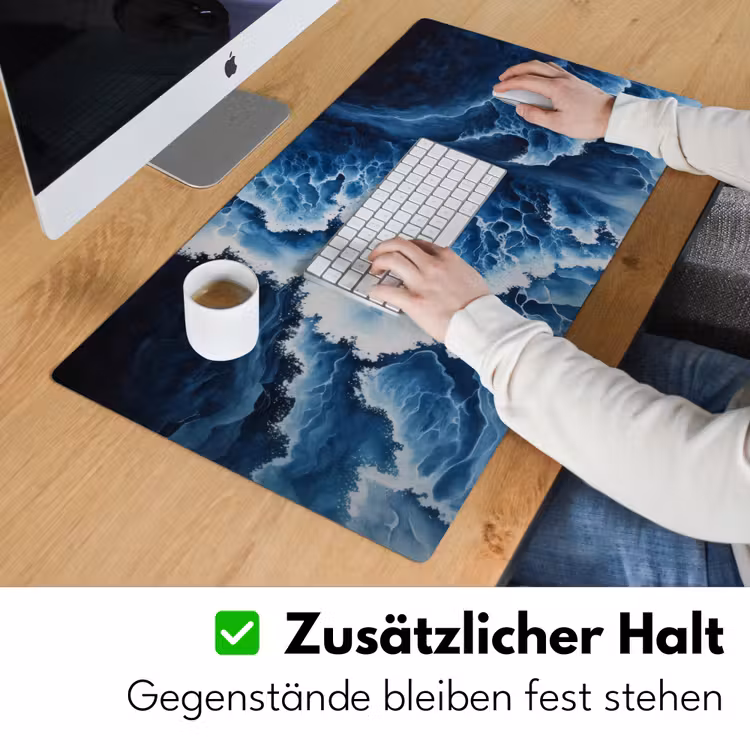 Golven - Blauw - Schuim Muismat XXL klein -ysfeer3_duits