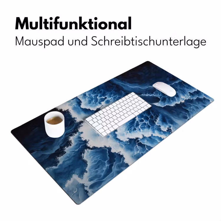 Golven - Blauw - Schuim Muismat XXL klein -ysfeer4_duits