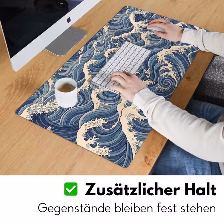 Golven - Zee - Natuur - Abstract - Blauw Muismat XXL klein -ysfeer3_duits