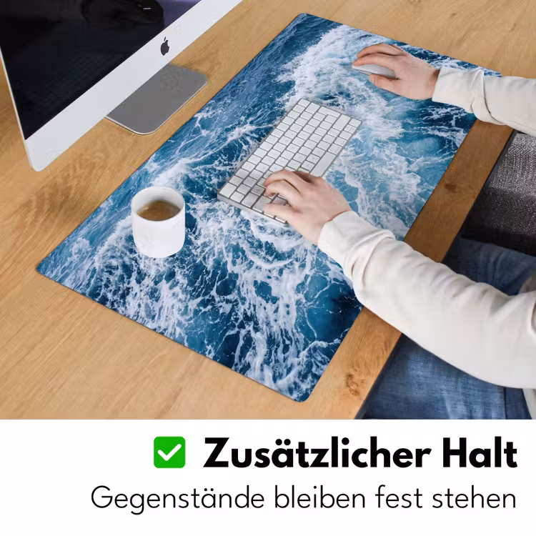 Golven - Oceaan - Blauw Muismat XXL klein -ysfeer3_duits