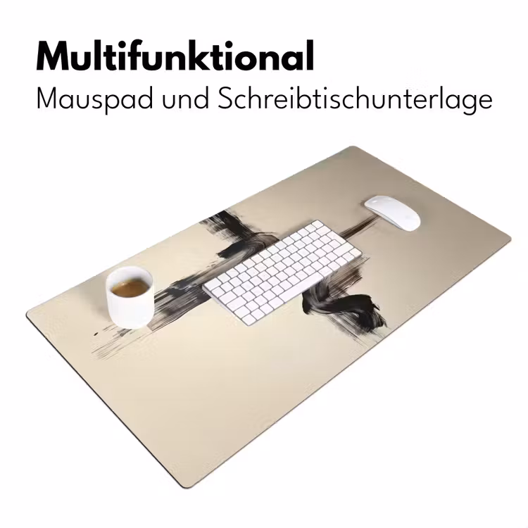 Golven - Penseelstreken - Beige - Minimalistisch Muismat XXL klein -ysfeer4_duits