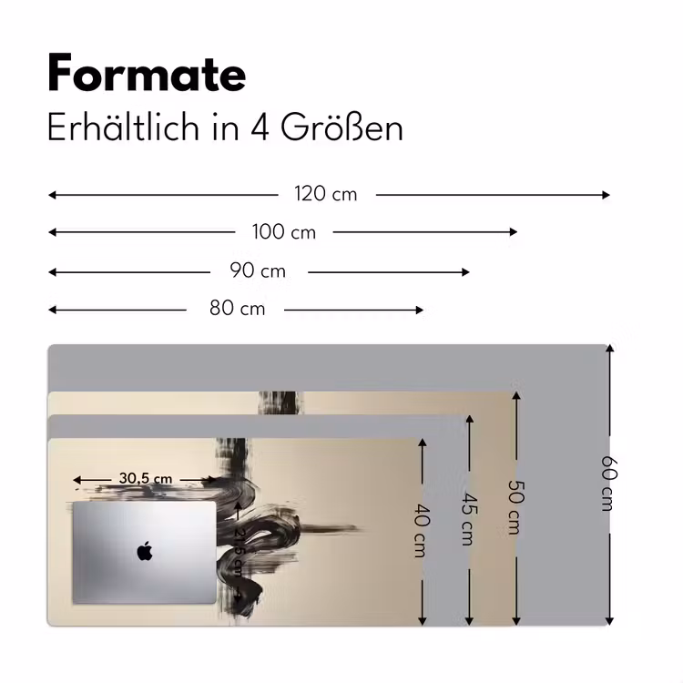 Golven - Penseelstreken - Beige - Minimalistisch Muismat XXL klein -ysfeer5_duits