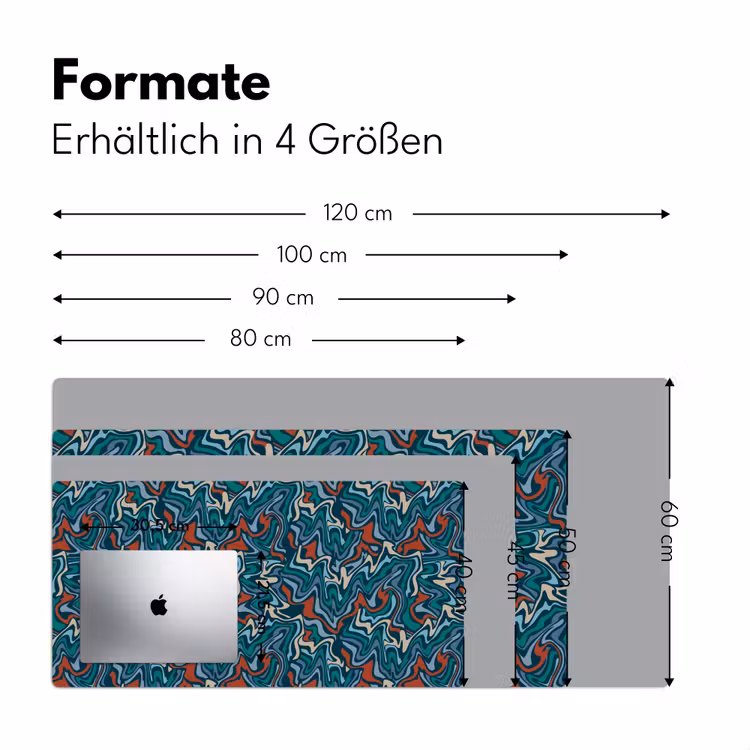 Golven - Retro - Blauw - Patroon Muismat XXL klein 681 -ysfeer5_duits