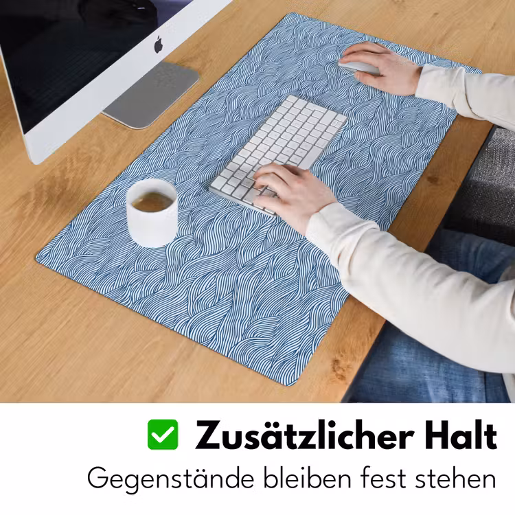 Golven - Ritmisch - Blauw Muismat XXL klein 681 -ysfeer3_duits