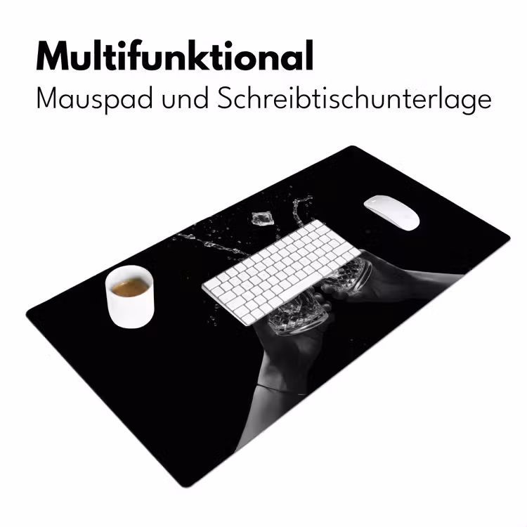 Whickyglazen - Ijs - Spetters - Zwart Muismat XXL klein -ysfeer4_duits