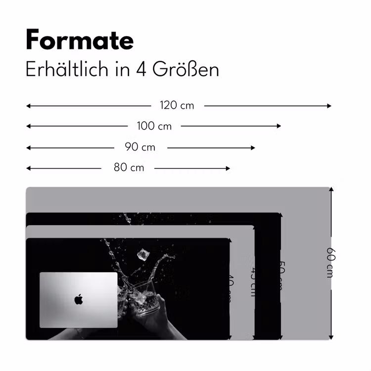 Whickyglazen - Ijs - Spetters - Zwart Muismat XXL klein -ysfeer5_duits