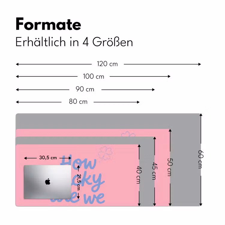 How lucky are we - Klavervier - Roze - Blauw Muismat XXL klein -ysfeer5_duits