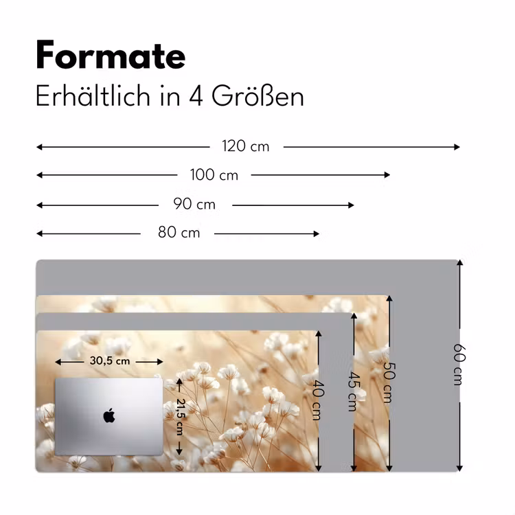 Wilde - Bloemen - Wit Muismat XXL klein -ysfeer5_duits