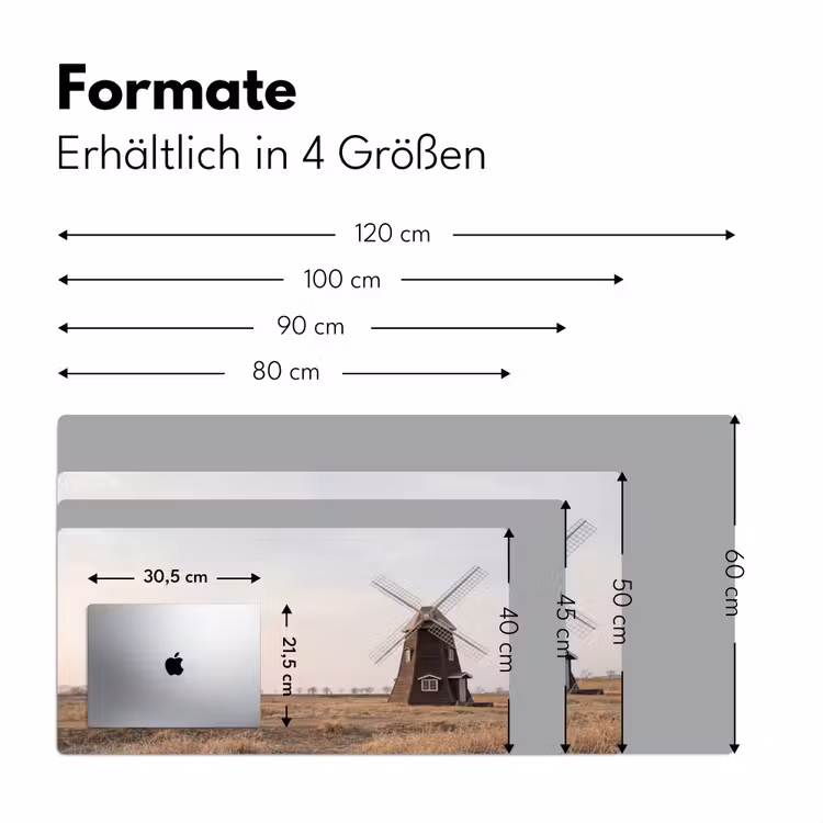 Windmolens - Landschap - Veld Muismat XXL klein -ysfeer5_duits