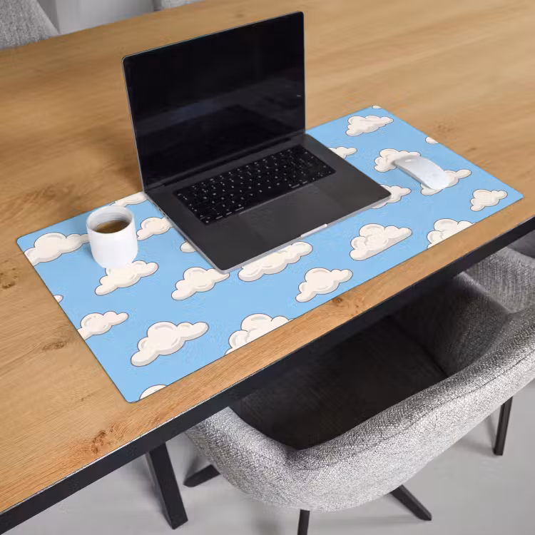 Wolk - Cartoon - Lucht - Blauw - Wit Muismat XXL klein -sfeer1