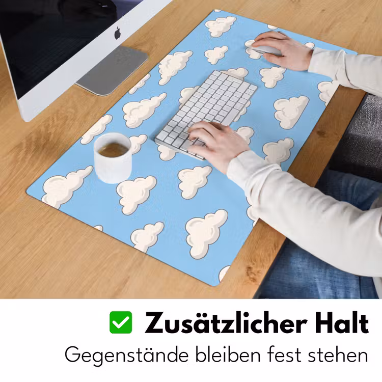 Wolk - Cartoon - Lucht - Blauw - Wit Muismat XXL klein -ysfeer3_duits