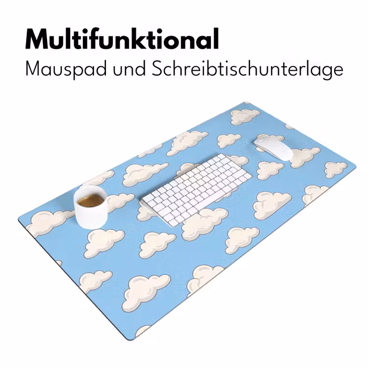Wolk - Cartoon - Lucht - Blauw - Wit Muismat XXL klein -ysfeer4_duits