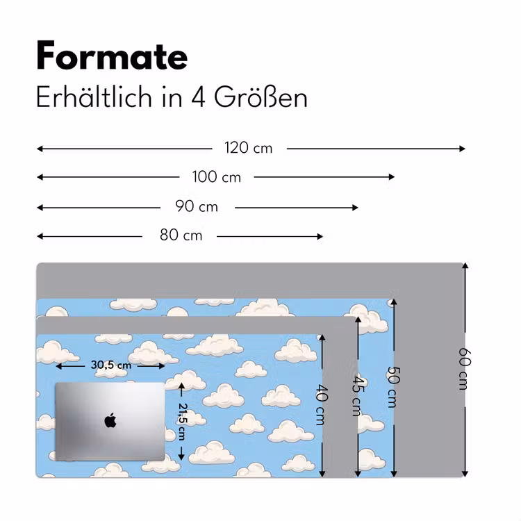 Wolk - Cartoon - Lucht - Blauw - Wit Muismat XXL klein -ysfeer5_duits
