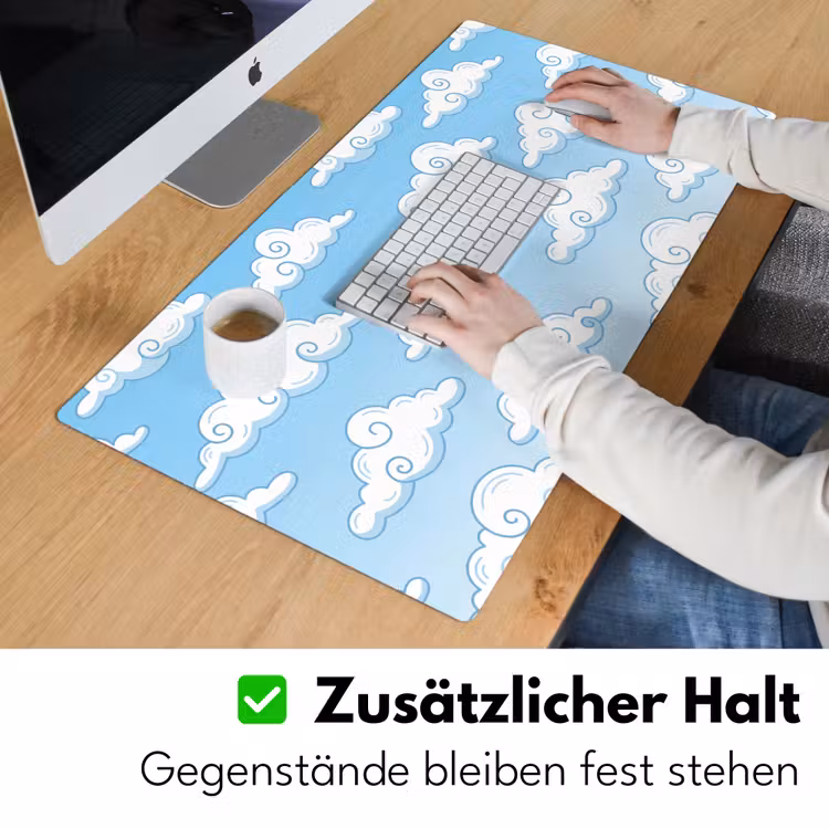 Wolk - Lucht - Cartoon - Blauw - Wit Muismat XXL klein -ysfeer3_duits