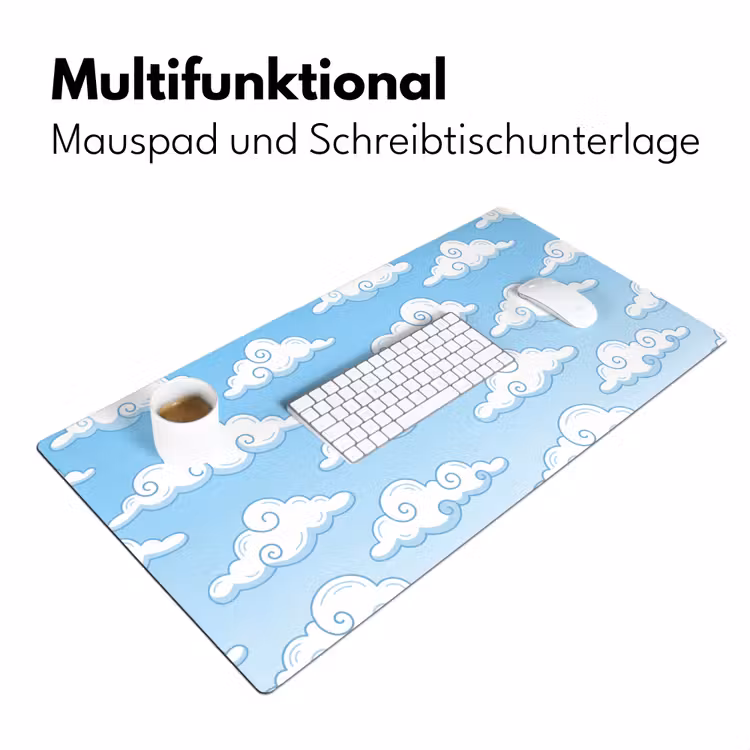 Wolk - Lucht - Cartoon - Blauw - Wit Muismat XXL klein -ysfeer4_duits