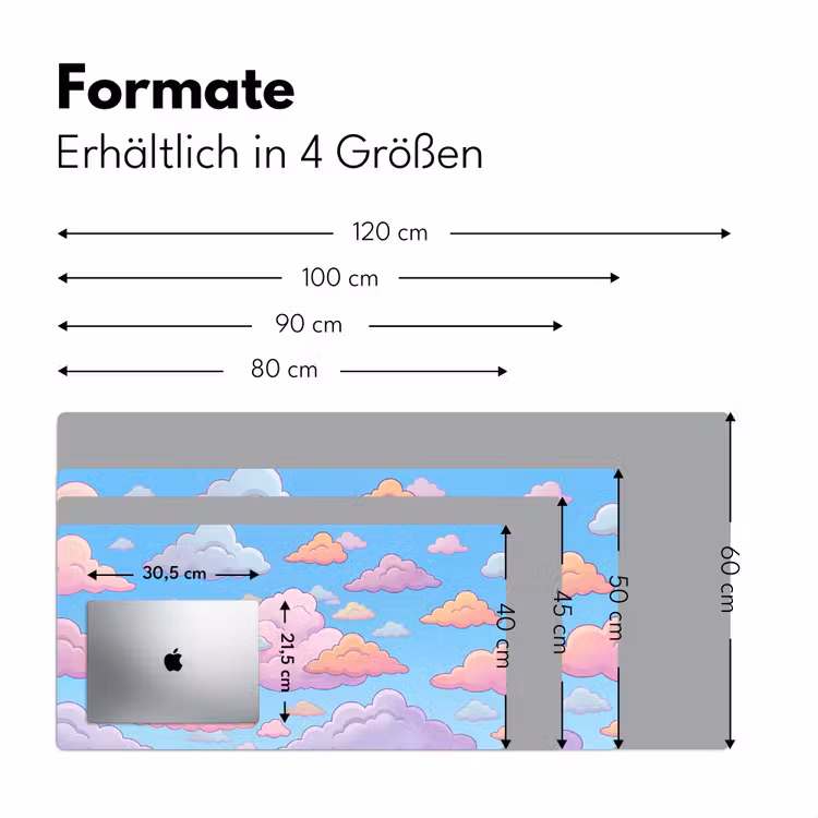Wolk - Lucht - Natuur - Illustratie - Pastel Muismat XXL klein -ysfeer5_duits