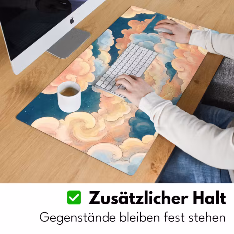 Wolk - Lucht - Natuur - Illustratief - Oranje Muismat XXL klein -ysfeer3_duits