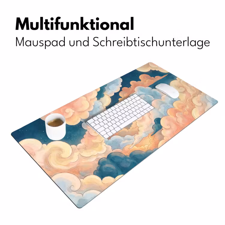 Wolk - Lucht - Natuur - Illustratief - Oranje Muismat XXL klein -ysfeer4_duits