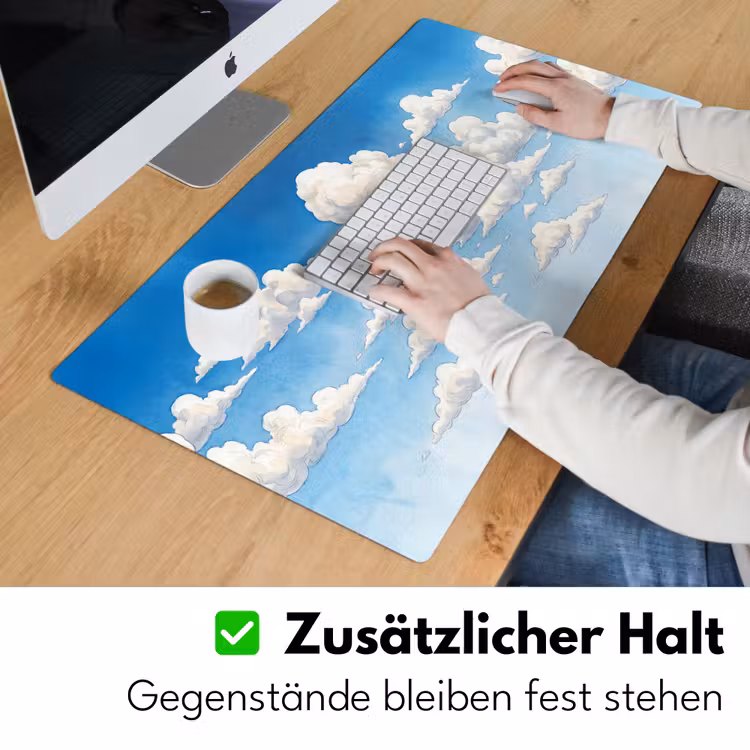 Wolken - Blauwe lucht - Natuur - Modern - Wit Muismat XXL klein -ysfeer3_duits