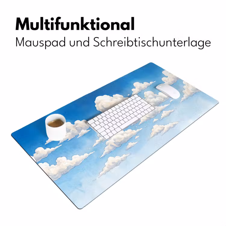 Wolken - Blauwe lucht - Natuur - Modern - Wit Muismat XXL klein -ysfeer4_duits