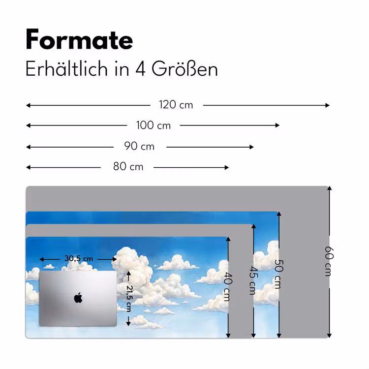 Wolken - Blauwe lucht - Natuur - Modern - Wit Muismat XXL klein -ysfeer5_duits