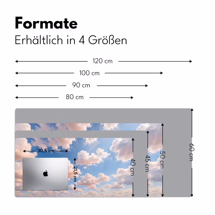 Wolken - Hemel - Natuur - Licht - Blauw Muismat XXL klein -ysfeer5_duits