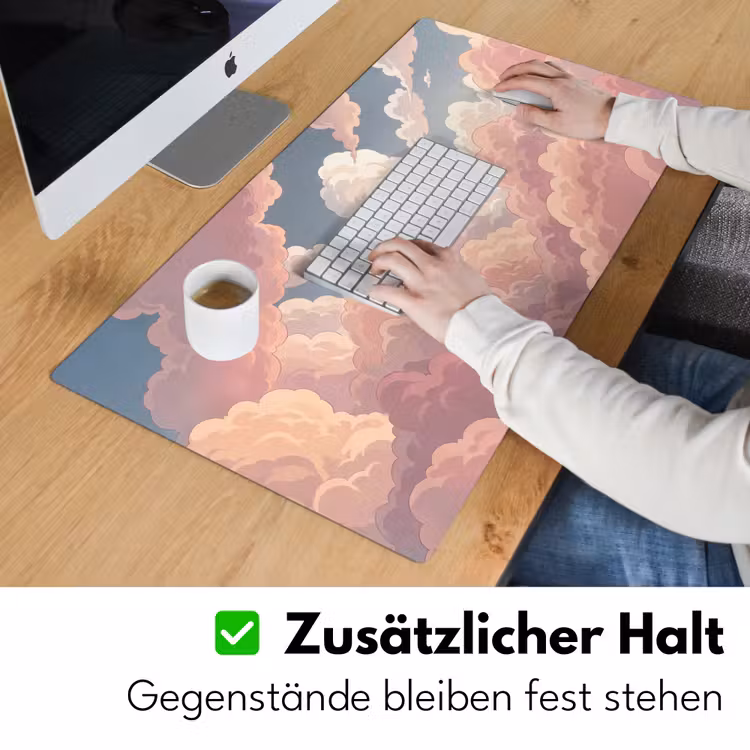 Wolken - Lucht - Natuur - Pastel - Roze Muismat XXL klein -ysfeer3_duits