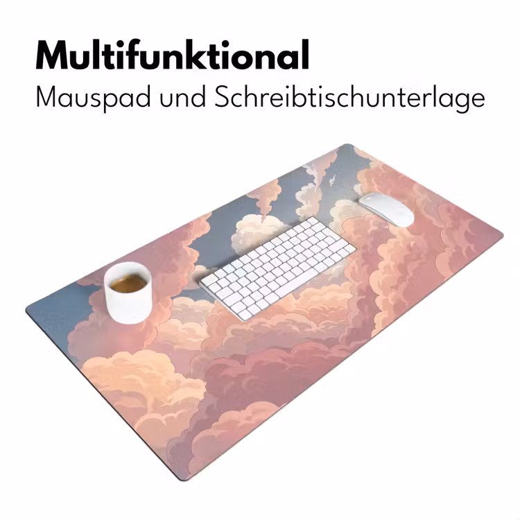Wolken - Lucht - Natuur - Pastel - Roze Muismat XXL klein -ysfeer4_duits