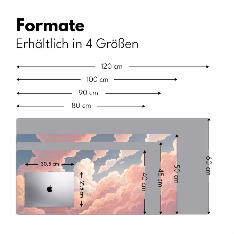 Wolken - Lucht - Natuur - Pastel - Roze Muismat XXL klein -ysfeer5_duits
