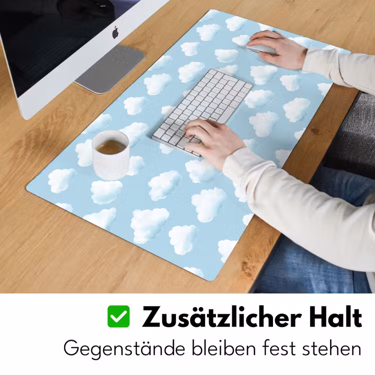 Wolken - Illustratie - Blauw Muismat XXL klein 681 -ysfeer3_duits