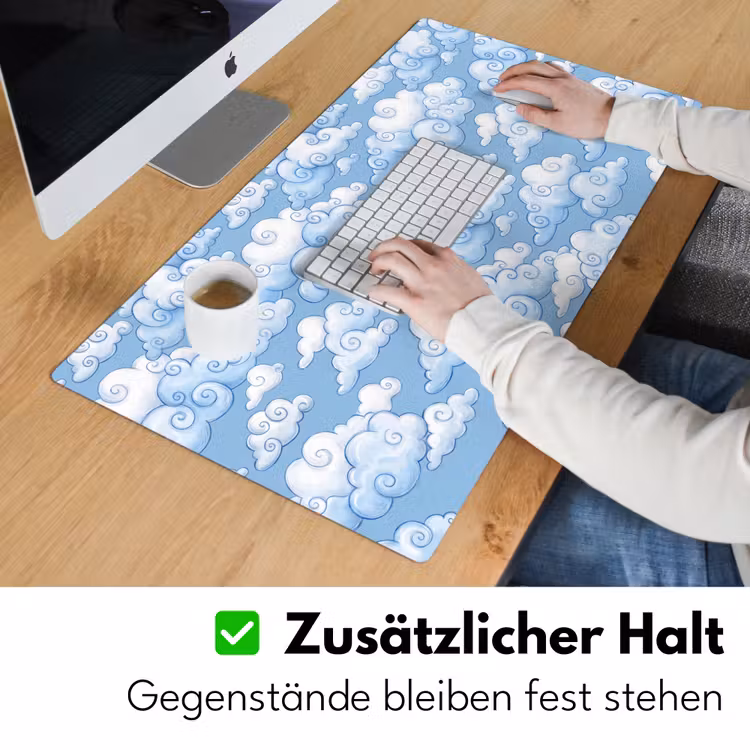 Wolken - Patroon - Hemel - Illustratie - Wit Muismat XXL klein -ysfeer3_duits