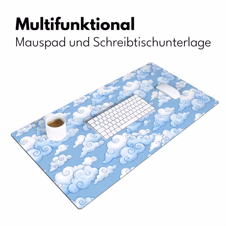 Wolken - Patroon - Hemel - Illustratie - Wit Muismat XXL klein -ysfeer4_duits