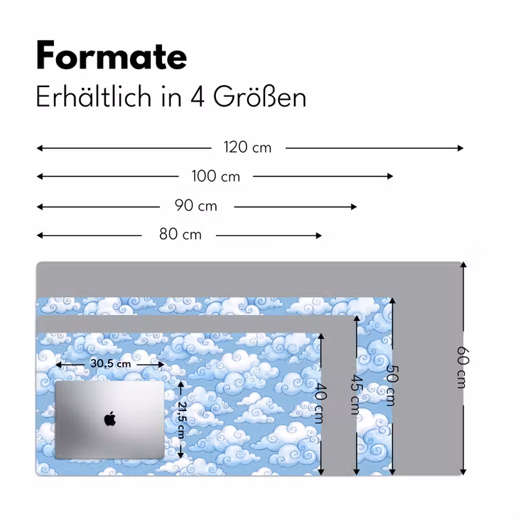 Wolken - Patroon - Hemel - Illustratie - Wit Muismat XXL klein -ysfeer5_duits