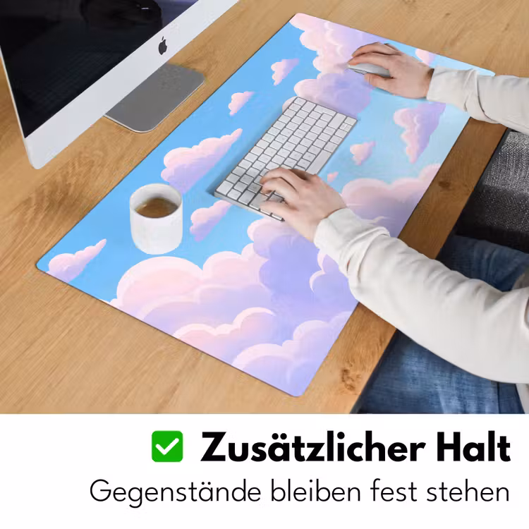 Wolken - Roze - Blauw - Natuur - Modern Muismat XXL klein -ysfeer3_duits
