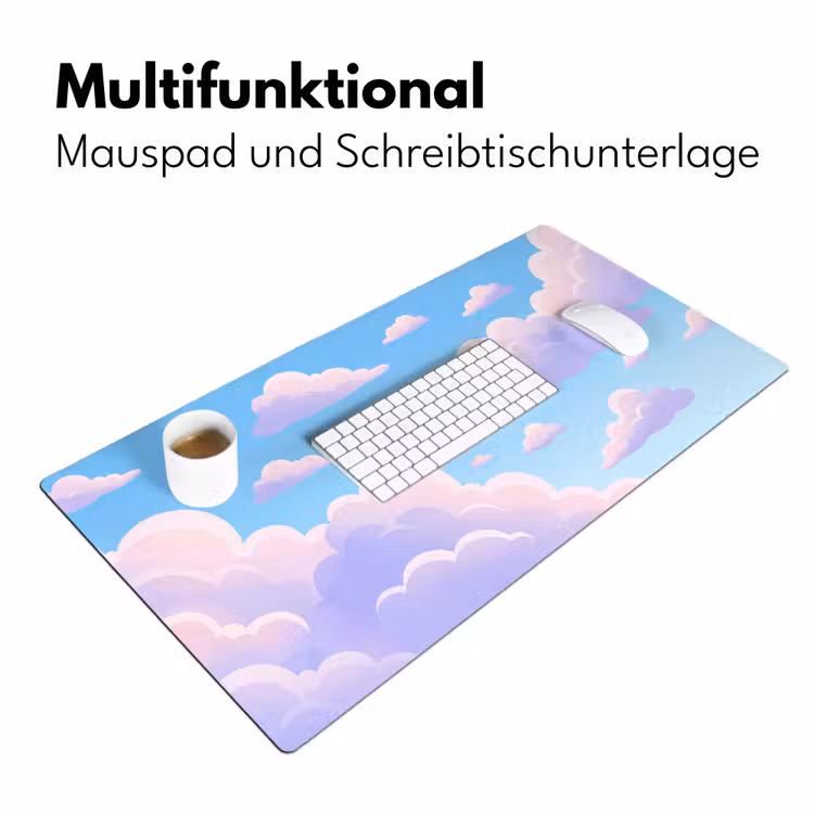 Wolken - Roze - Blauw - Natuur - Modern Muismat XXL klein -ysfeer4_duits