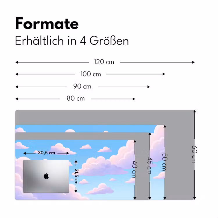 Wolken - Roze - Blauw - Natuur - Modern Muismat XXL klein -ysfeer5_duits