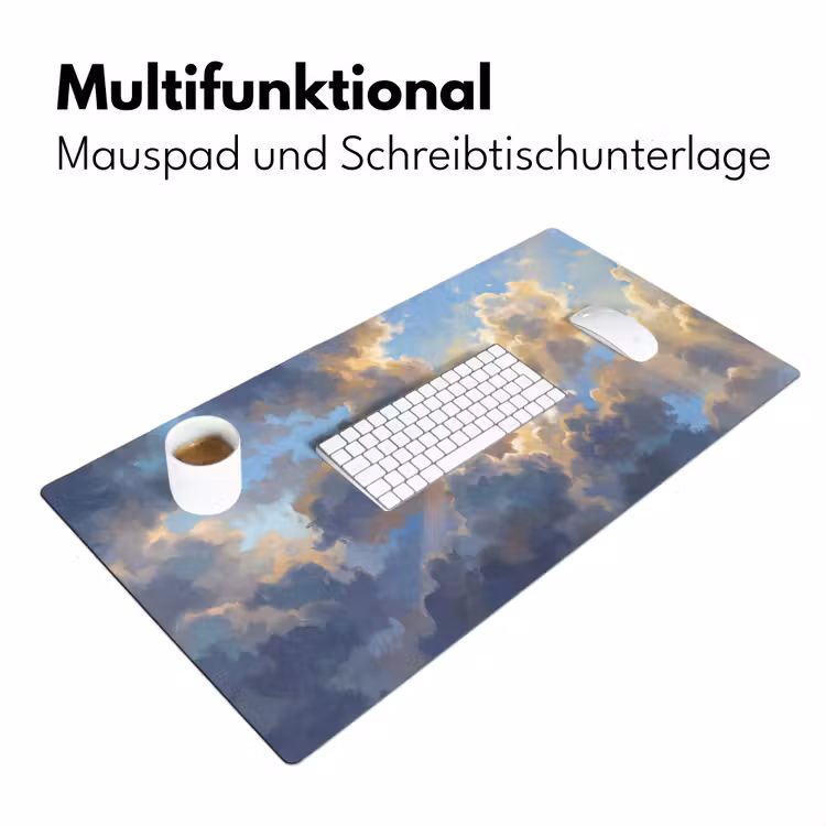 Wolken - Zonnestralen - Natuur - Abstract - Blauw Muismat XXL klein -ysfeer4_duits