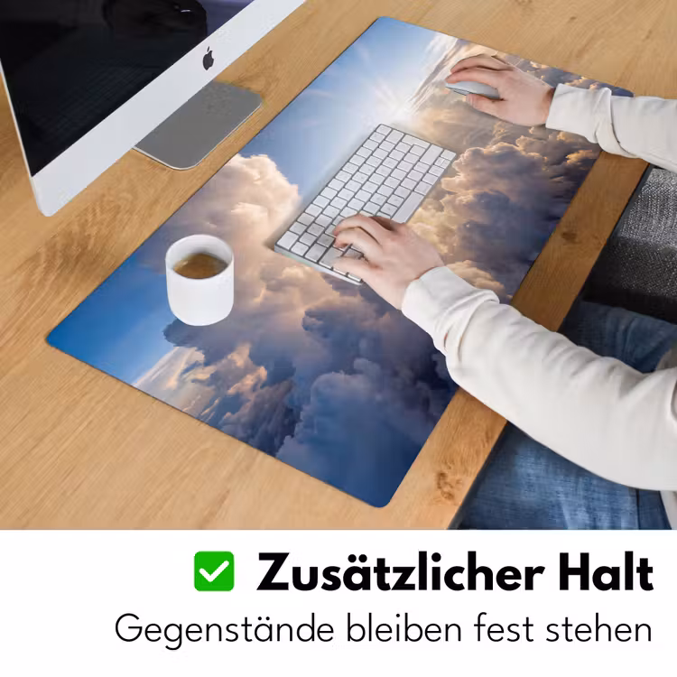 Wolken - Zonnestralen - Natuur - Wit Muismat XXL klein -ysfeer3_duits