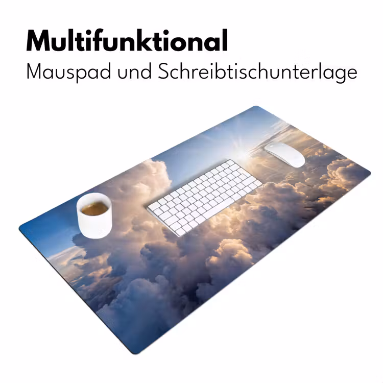 Wolken - Zonnestralen - Natuur - Wit Muismat XXL klein -ysfeer4_duits