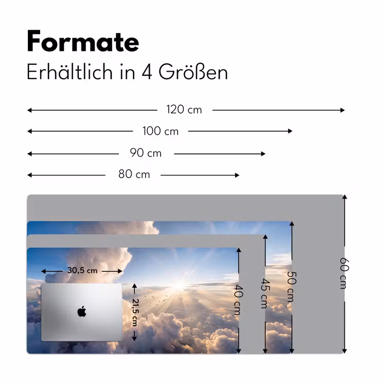 Wolken - Zonnestralen - Natuur - Wit Muismat XXL klein -ysfeer5_duits