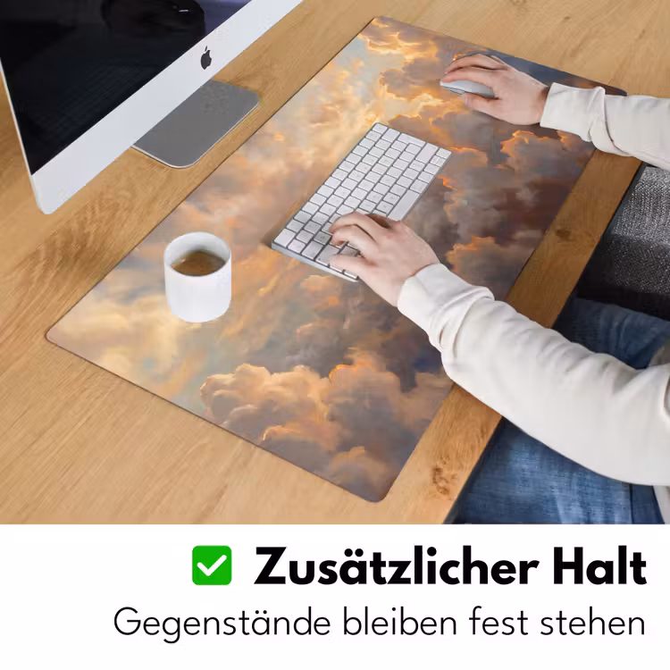 Wolken - Zonsondergang - Natuur - Abstract - Goud Muismat XXL klein -ysfeer3_duits