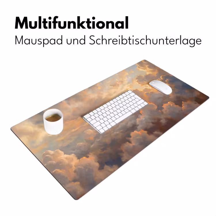 Wolken - Zonsondergang - Natuur - Abstract - Goud Muismat XXL klein -ysfeer4_duits
