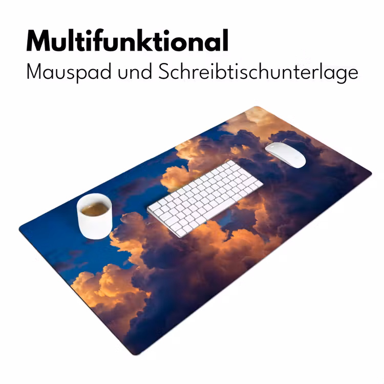 Wolken - Zonsondergang - Natuur - Oranje - Blauw Muismat XXL klein -ysfeer4_duits