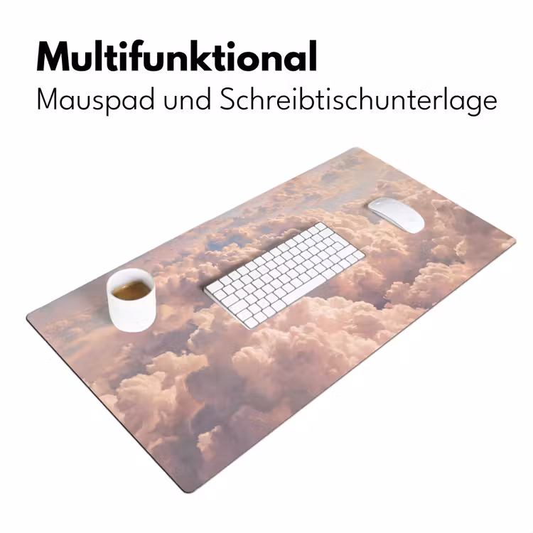 Wolken - Zonsondergang - Natuur - Pastel - Roze Muismat XXL klein -ysfeer4_duits