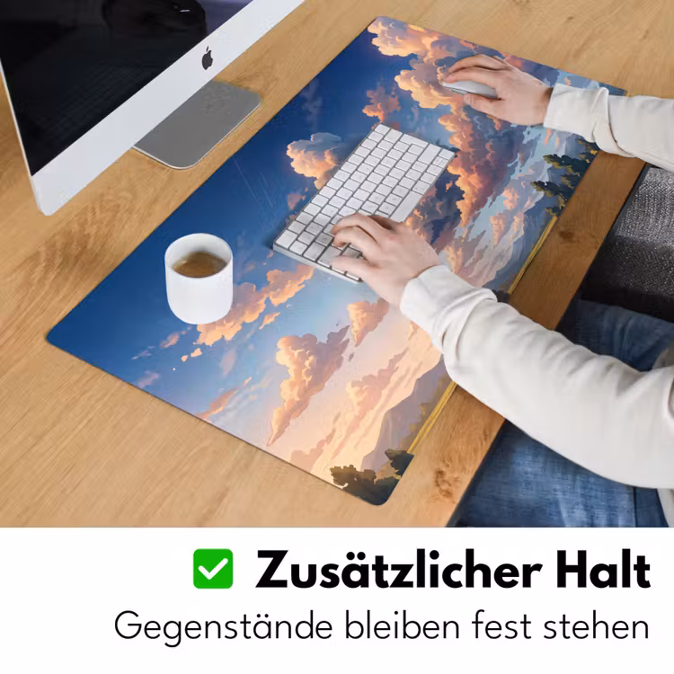 Wolken - Daghemel - Natuur - Illustratie - Oranje Muismat XXL klein -ysfeer3_duits