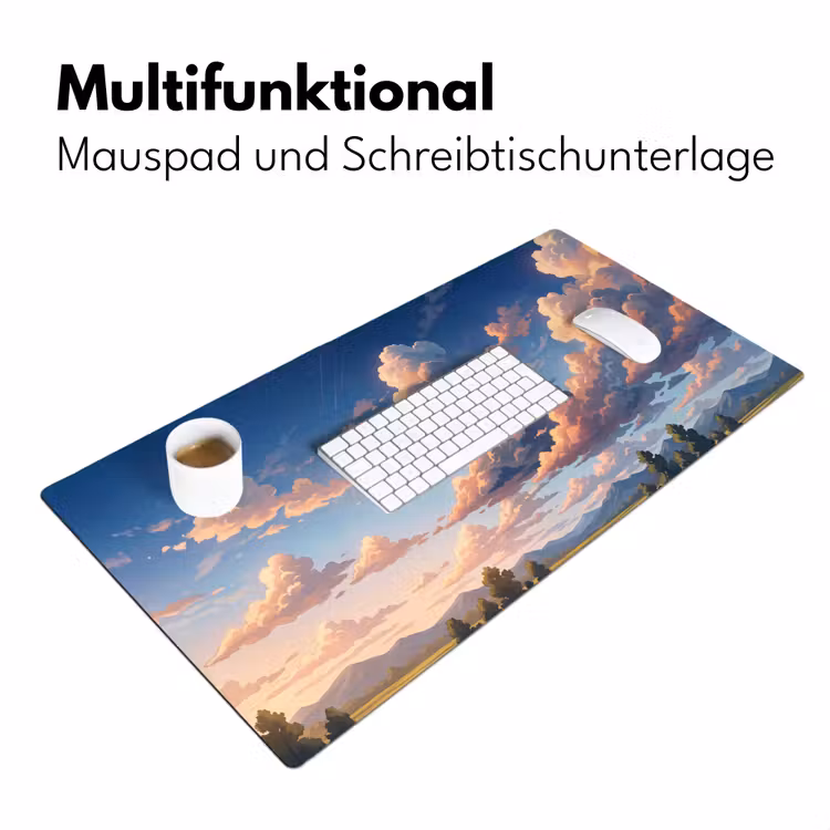 Wolken - Daghemel - Natuur - Illustratie - Oranje Muismat XXL klein -ysfeer4_duits